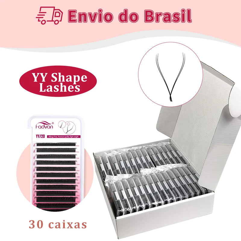 FADVAN 50PCS/30PCS YY/3D/4D/5D/6D/8D W Cílios em forma de MIX Comprimento 0,07 mm Extensões de cílios 8-14 mm