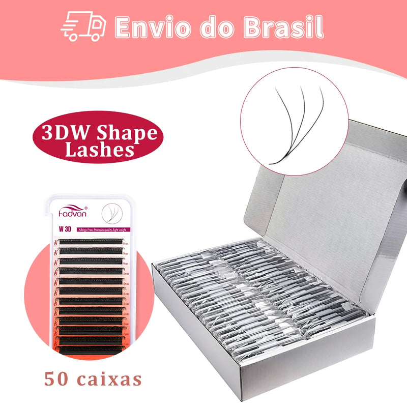 FADVAN 50PCS/30PCS YY/3D/4D/5D/6D/8D W Cílios em forma de MIX Comprimento 0,07 mm Extensões de cílios 8-14 mm