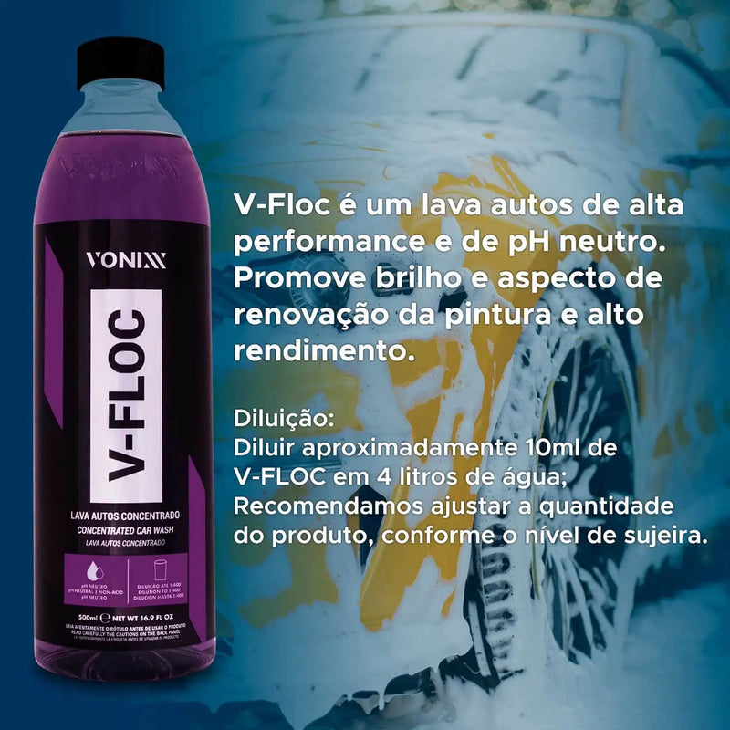 Shampoo Concentrado Automotivo Neutro V-floc 500ml Vonixx