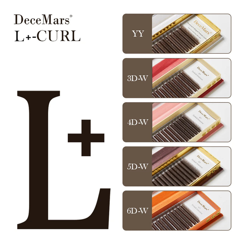 DeceMars Brown L-curl M Curl YY 3D 4D 5D 6D Eyelash Extension 12 Lines