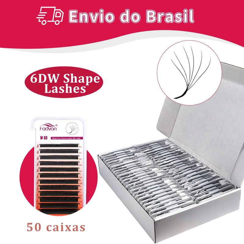 FADVAN 50PCS/30PCS YY/3D/4D/5D/6D/8D W Cílios em forma de MIX Comprimento 0,07 mm Extensões de cílios 8-14 mm