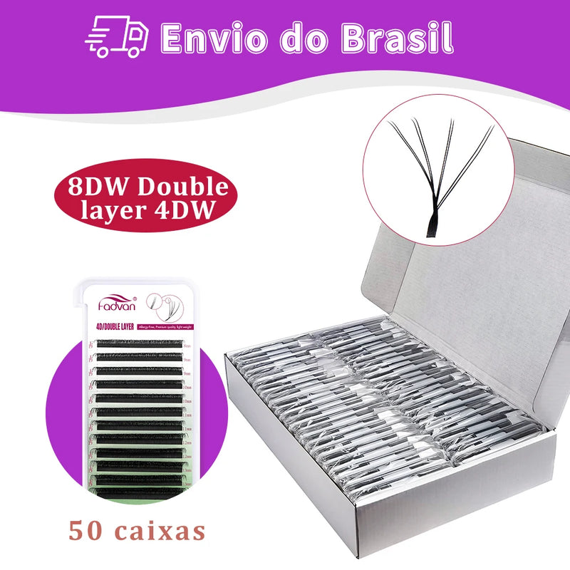 FADVAN 50PCS/30PCS YY/3D/4D/5D/6D/8D W Cílios em forma de MIX Comprimento 0,07 mm Extensões de cílios 8-14 mm